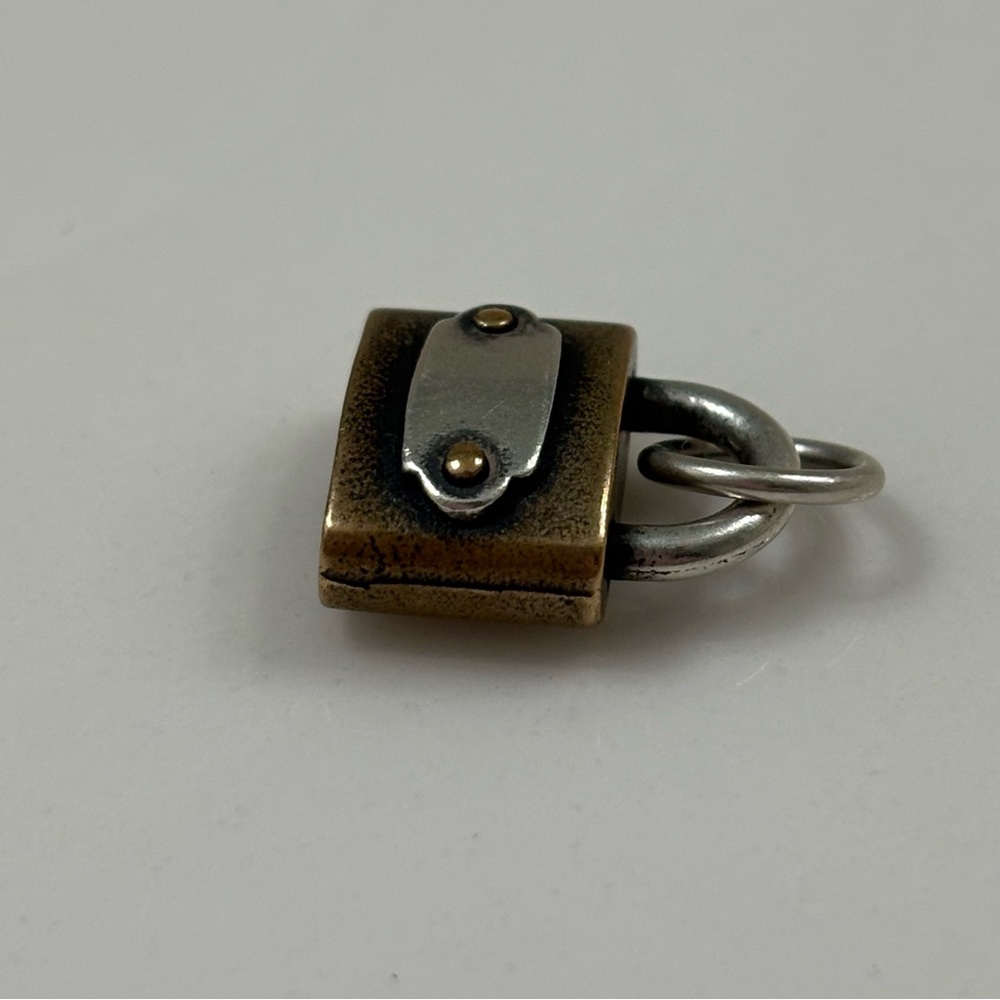 Retired Rare James Avery Pad Lock Charm Bronze and Sterling Silver - Picture 3 of 8